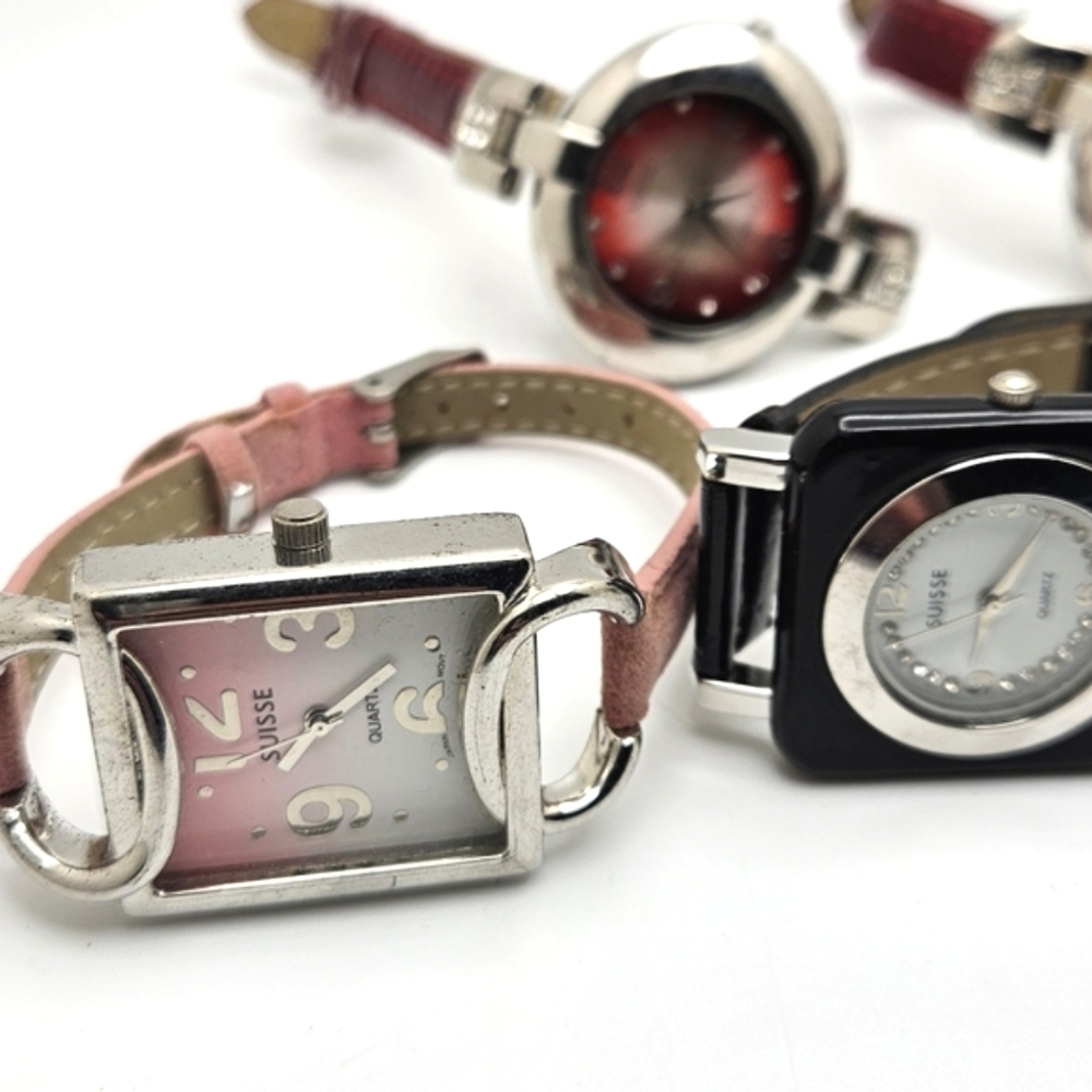 🟢3/$19🟢 SUISSE 5 piece Watch Collection Red Black Pink - Picture 2 of 6